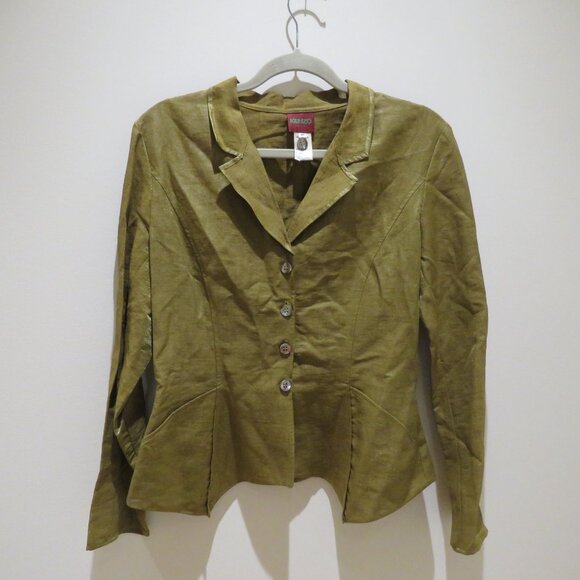 VINTAGE KENZO Linen Blend Lightweight Point Hem Blazer Academia Avant Garde - Picture 2 of 12
